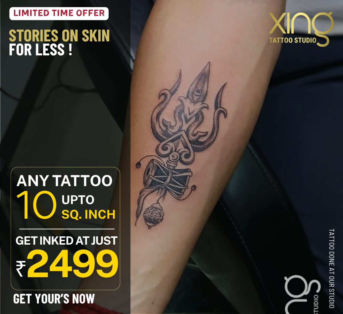 Fine-line tattoo work at Xing Tattoo Studio