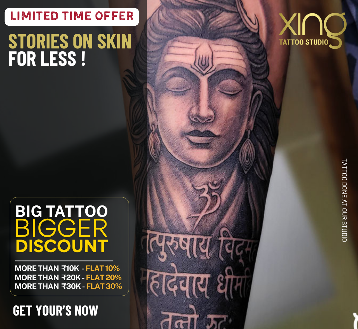 Large sleeve tattoo at Xing Tattoo Studio