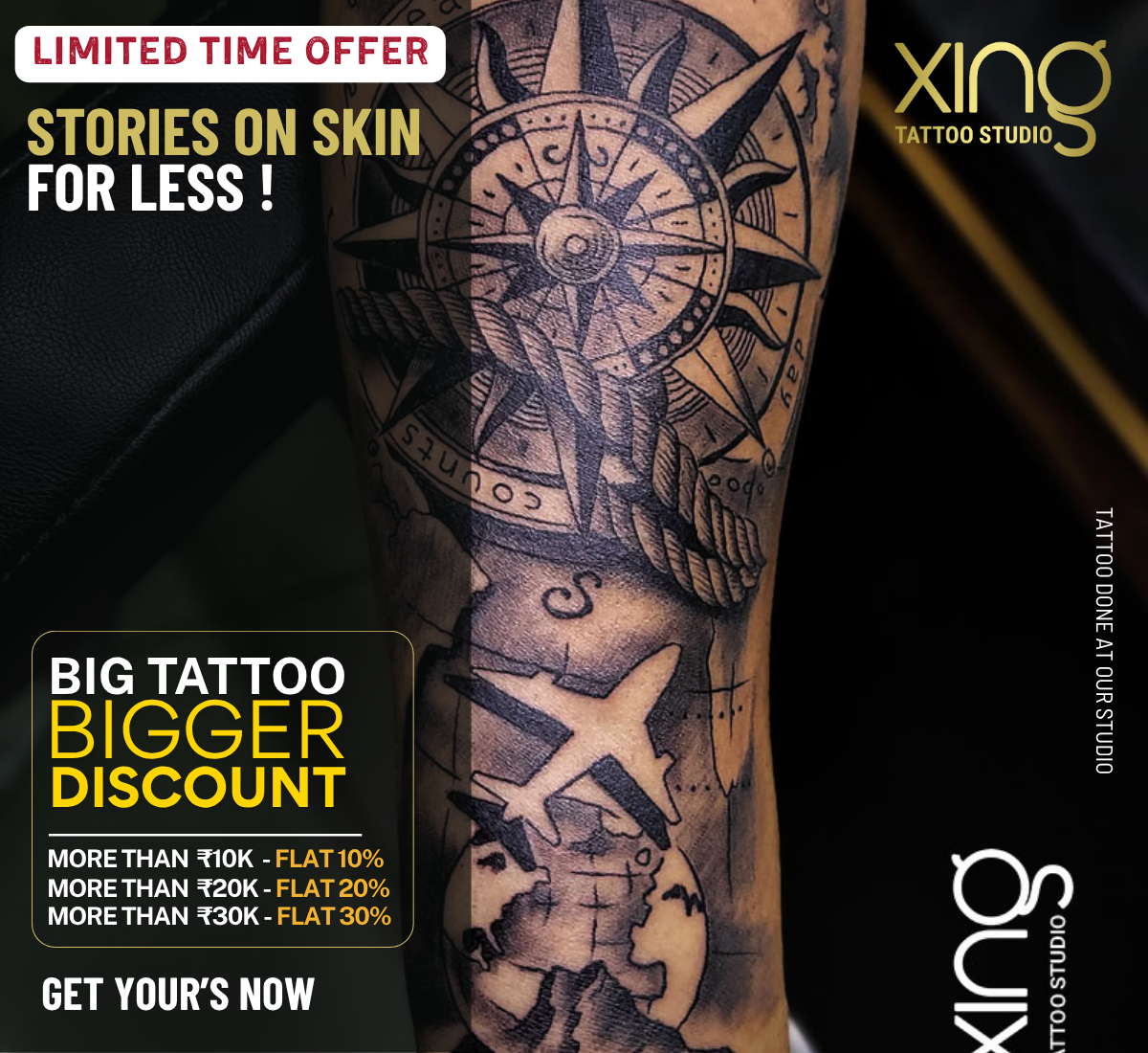 Minimal tattoo design at Xing Tattoo Studio