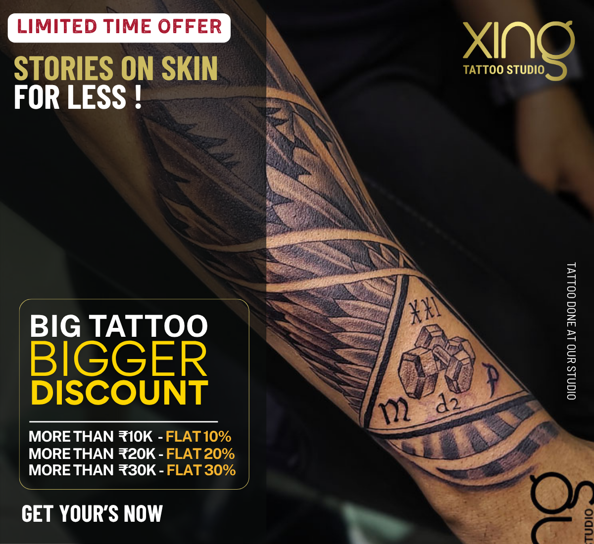 Custom script tattoo at Xing Tattoo Studio